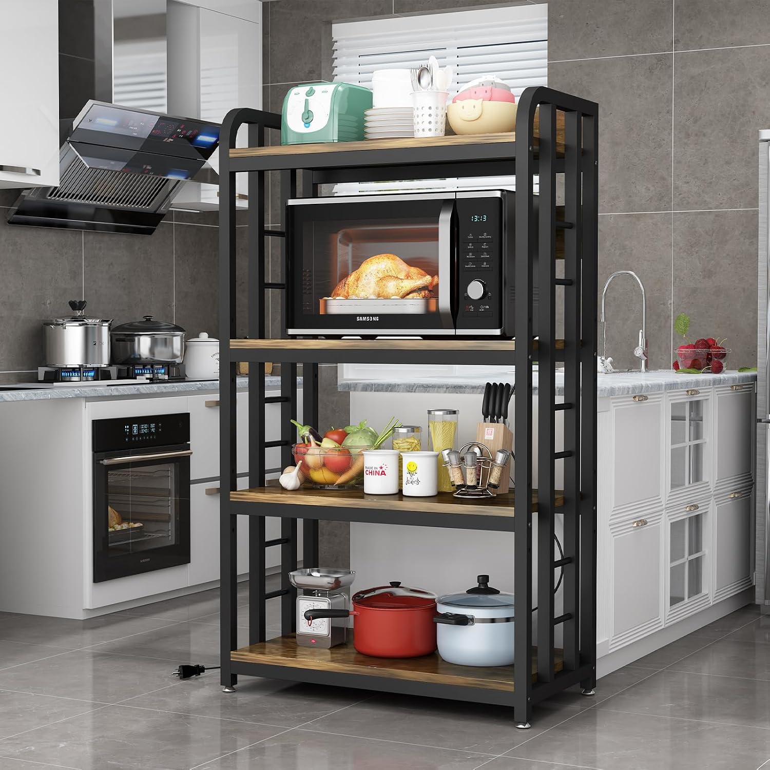 4 Tier Kitchen Bakers Rack Wit - Kitchen Appliances Countertop recension och pris