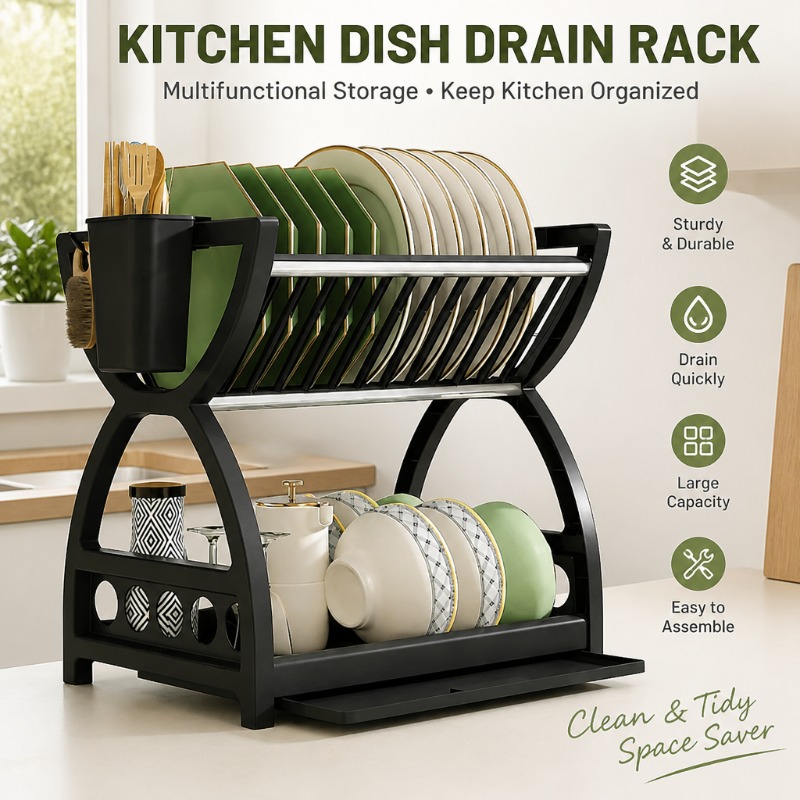 2 Tier Dish Drying Rack Kitche - Kitchen Appliances Storage recension och pris