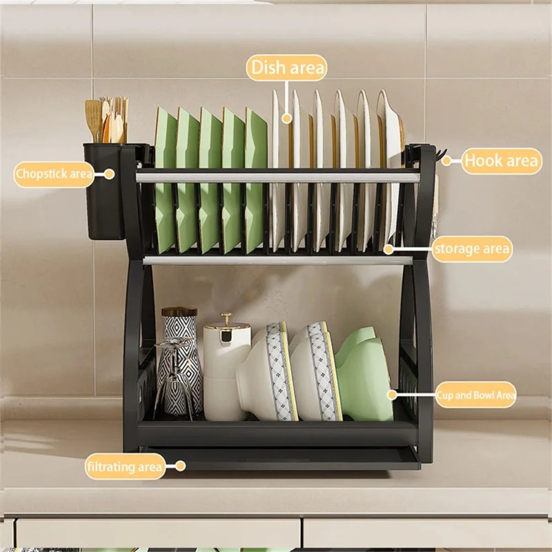 2 Tier Dish Drying Rack Kitche - Kitchen Appliances Storage recension och pris